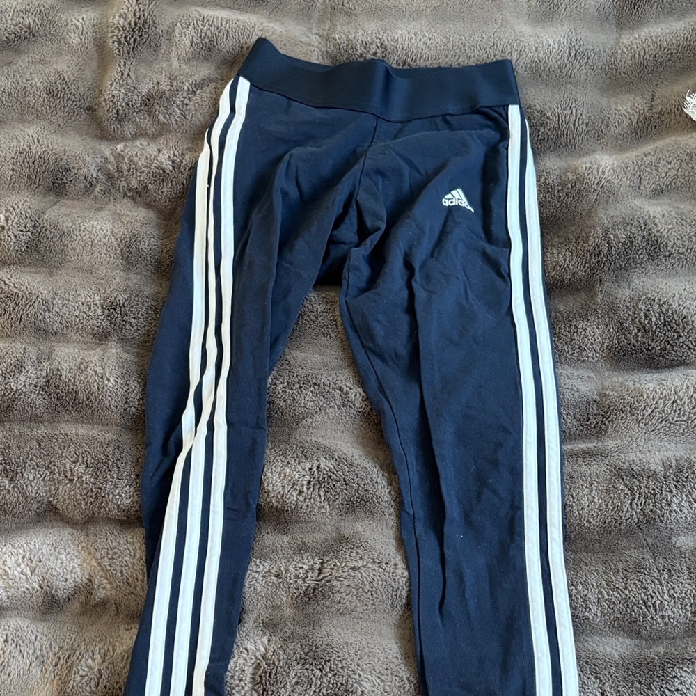 Adidas Kids Dark Blue Joggers with White Stripes